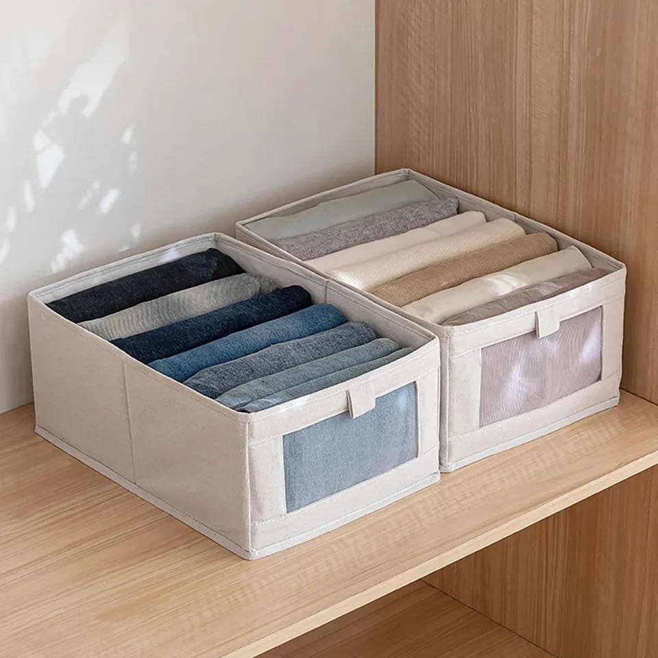 Generic Foldable Linen Storage Box for Clothes, Shirts and Wardrobe Organisation, with Clear Window, 45x30cm, .za