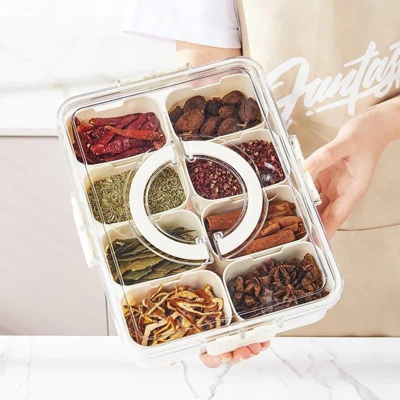 Generic Clear Divided Food Storage Container with Leak-Proof Lid, 8-Compartment, for Spices and Snacks, .mk