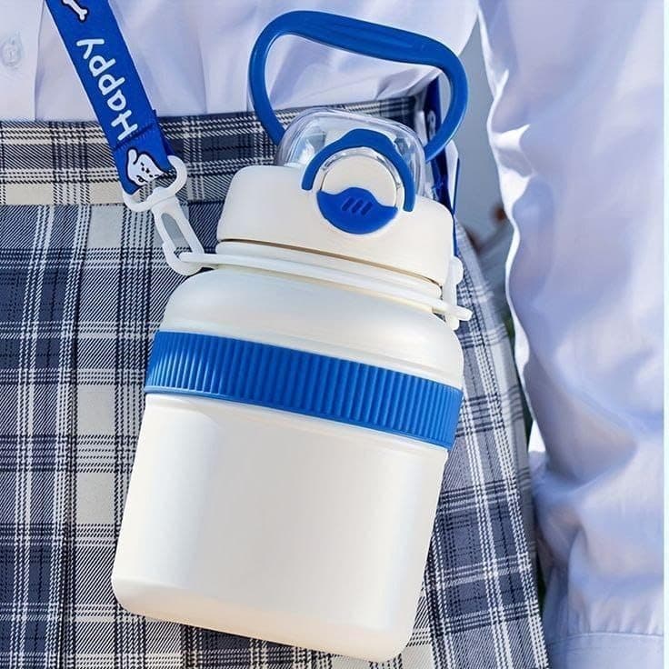 Generic Stainless steel water bottle (SUS 316) with a straw,Features a silicone straw,Keeps liquids at their temperature for the longest possible time,Airtight, leak-proof lid,1100 ml,Multicolor, .db