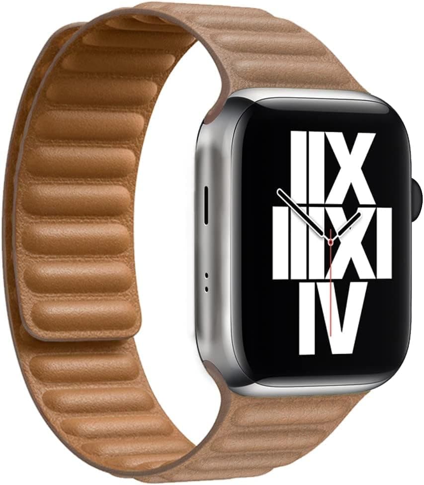 Strap Leather (Compatible with 49mm/ 46/45/44/42) Magnetic Leather Loop Apple Watch Band Genuine Leather Watch Strap Replacement for Apple Watch Ultra Series 11/10/9/8/7/6/5/4/SE/3/2/1