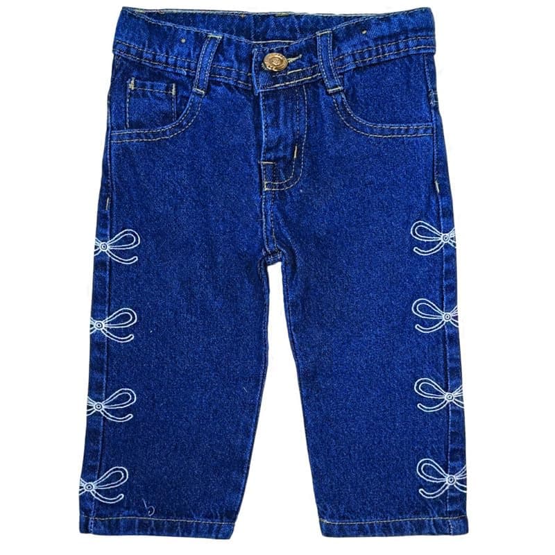 Baby Shoora Girls Jeans Pants Embroidered Bow Jeans (pack of 1)