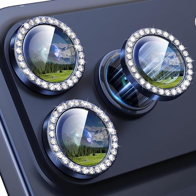 Camera Lens Protector For iPhone 17 Pro Max/ 17 Pro Only, Diamond Blue Color Screen protector