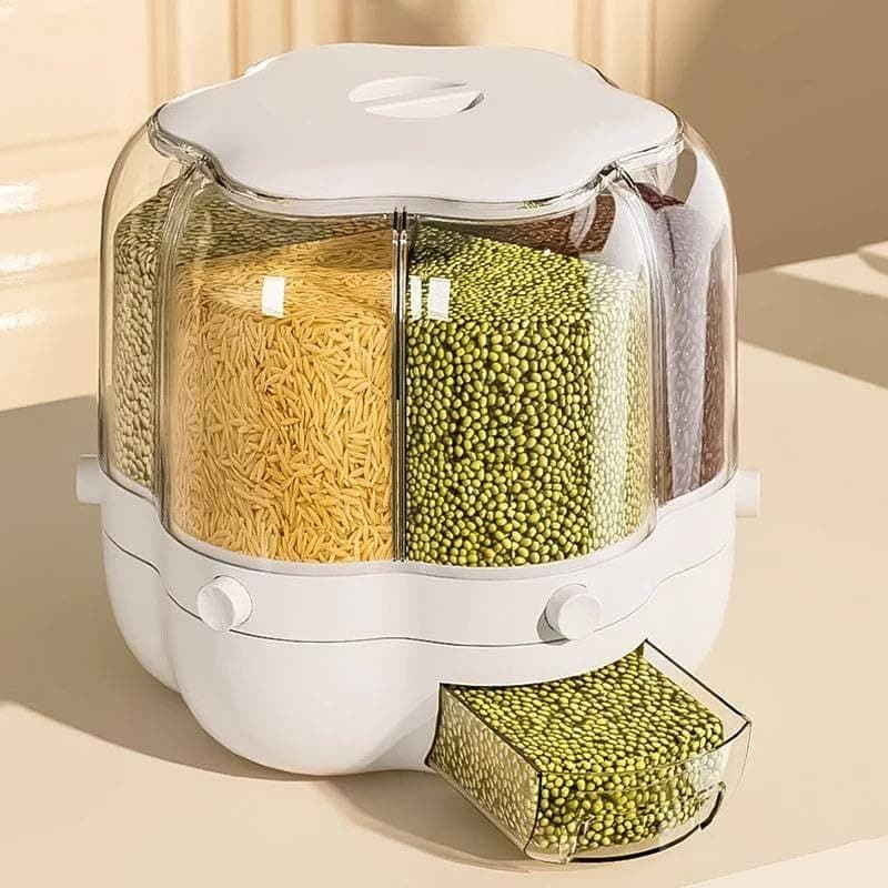 Generic Crystal Dry Food & Legume Dispenser with 6 Compartments, .mek