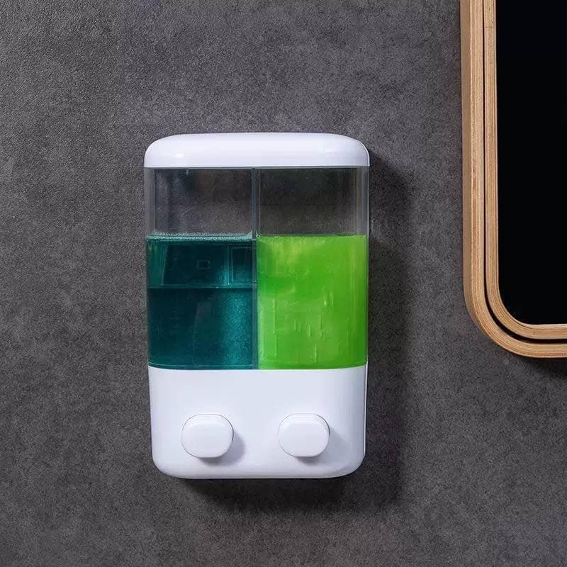 Wall Mount Double Soap Dispenser for Bathroom Kitchen Shampoo and Gel