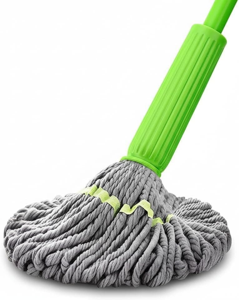 Self wringing mop with metal handle with extra cover – practical floor mop with easy wringing system and better control AR