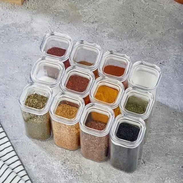 Generic Spice Jar Set of 12, Clear Airtight Containers, 250ml, .bak Food storage container