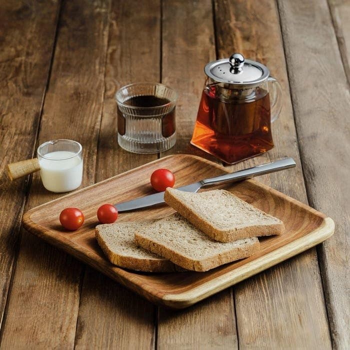 Generic Square Serving Platter, Natural Pine Wood, 25x25 cm, Healthy and Safe for Food, .mek