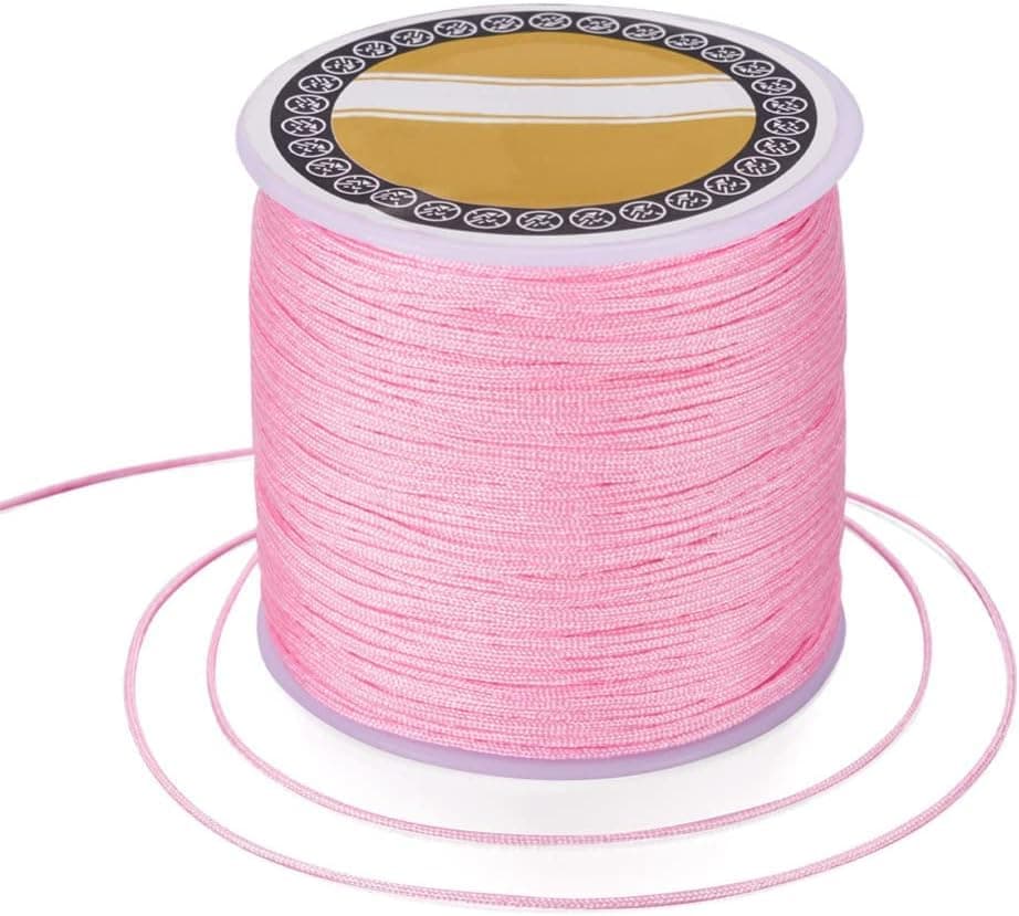 NUBIAA 150 Yards 0.5mm Nylon Cord, Beading String, Nylon Knotting Cord for Necklace Bracelet Beading Bracelet Making-RED (Pearl Pink) Thread cord