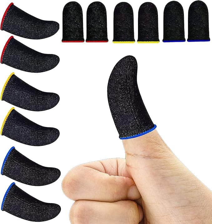 Finger Gloves Breathable Anti Sweat Lightweight Touch Screen Mobile Games PUBG Finger Gloves - Multicolor (12 Pieces 6 Pairs) Random Colors Phone accessory