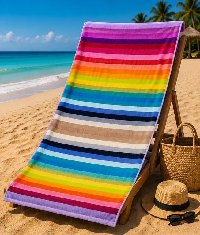 QBED Luxury Velvet Beach Towels Different Fashion Style - Size 90 x 180 cm - Fast Absorbent and Dry - Soft Bath & Beach Towels for Summer, Swimming and Trips (Code 35)
