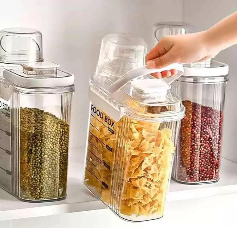 Generic Clear Food Storage Container with Lid and Measuring Cup, for Pasta, Rice, Legumes and Powder, 1.5 Litre, .za