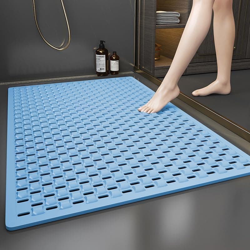Plastic and Silicone Bath Mat with Foot Brush and Strong Suction Cups 70x40 cm Non-Slip Bathroom Rug for Shower and Bathtub Comfort