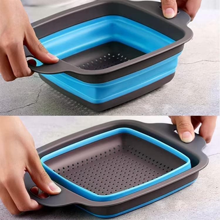 2-Piece Collapsible Silicone Food Strainer Set with Extendable Handles