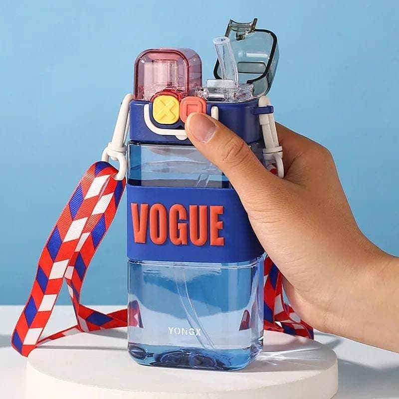 Generic Water bottle,Features a secure clip-on lid and two different types of straws,520 ml,Made of safe, healthy acrylic; airtight seal,Includes a carrying strap for easy transport, .smk