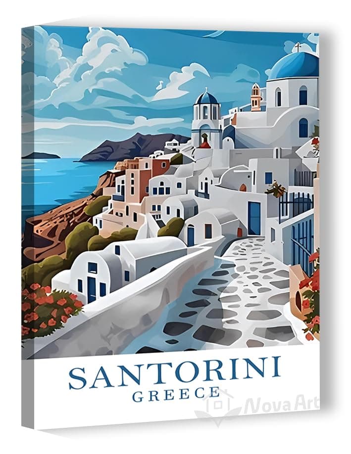 NOVA ART Canvas Wall Art Print Modern Greek Island Santorini Wall Art for Bedroom Living Room Office etc Modern Home Decor 20x30cm