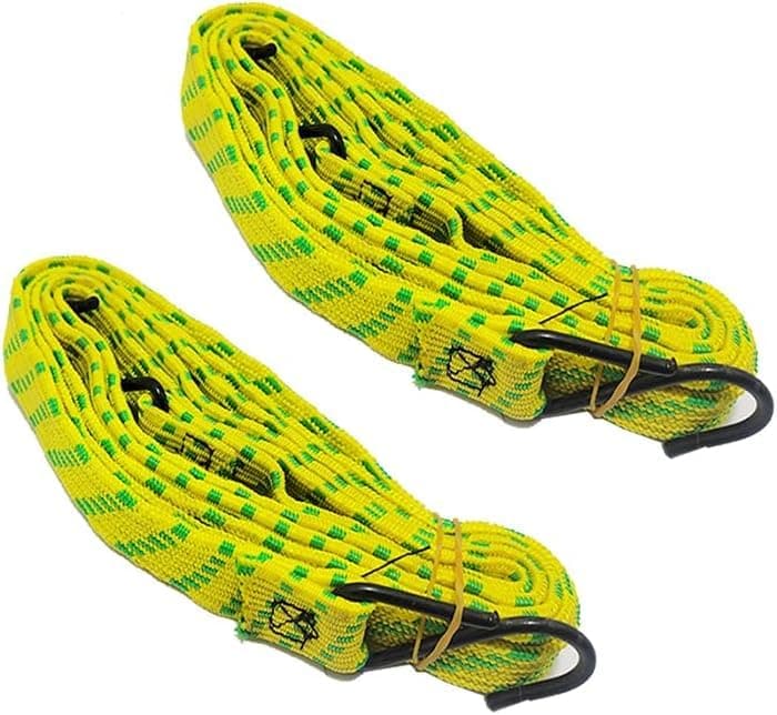 KaberTrade KaberTrade Elastic Rope with Metal Hooks, Strong Elastic Luggage Tie Down Elastic for Cars, Motorcycles, Camping (Yellow, 2 Pieces, Length 140cm, Code:5672)