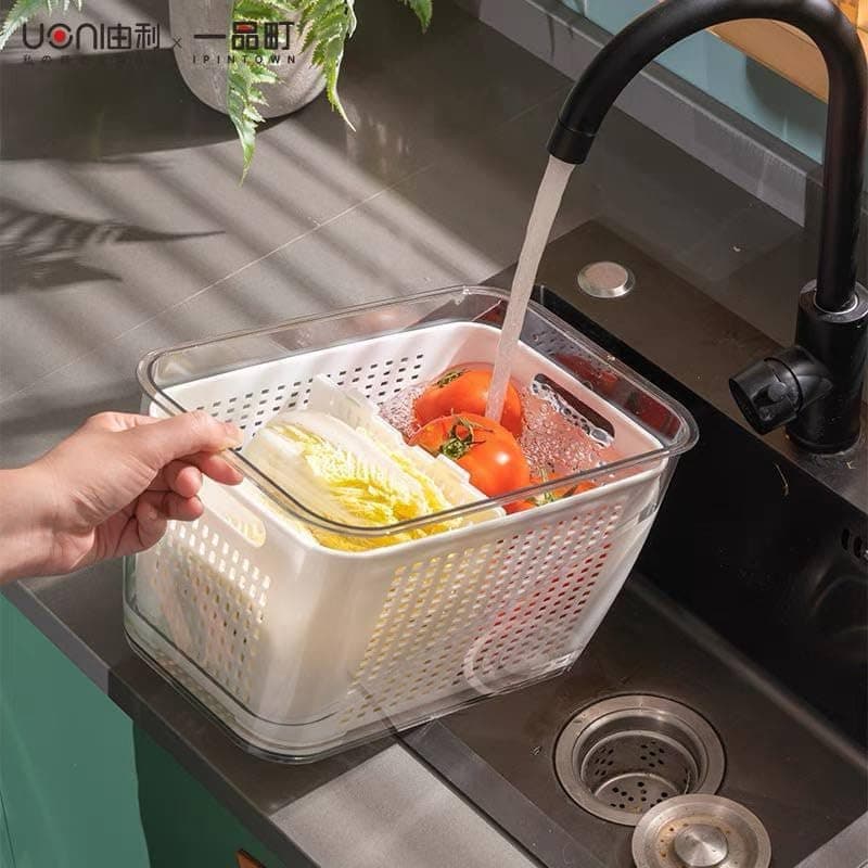 Generic Storage Container with Strainer Insert, 29x18x15.5 cm, .ht Food strainer