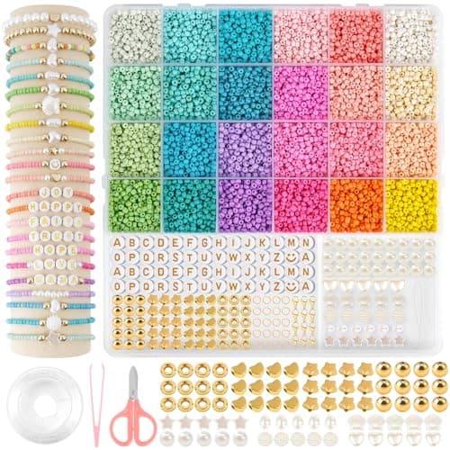 ARTESTAR 3mm Beads for Making Bracelets Colorful Beads, Kit for Making Bracelets Letters Girls, Kit for Making Earrings, DIY Bracelet Making Art craft kit