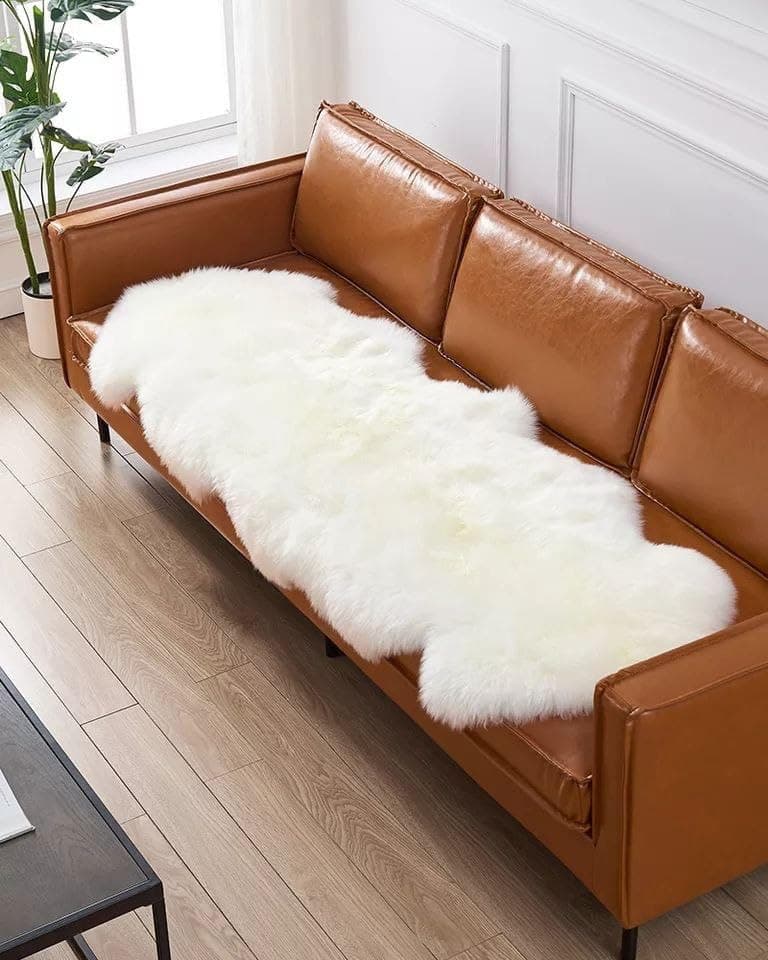 Generic Faux Fur Runner Rug, White, 150x30 cm, Soft Fluffy Mat for Dressing Table or Bed, .br