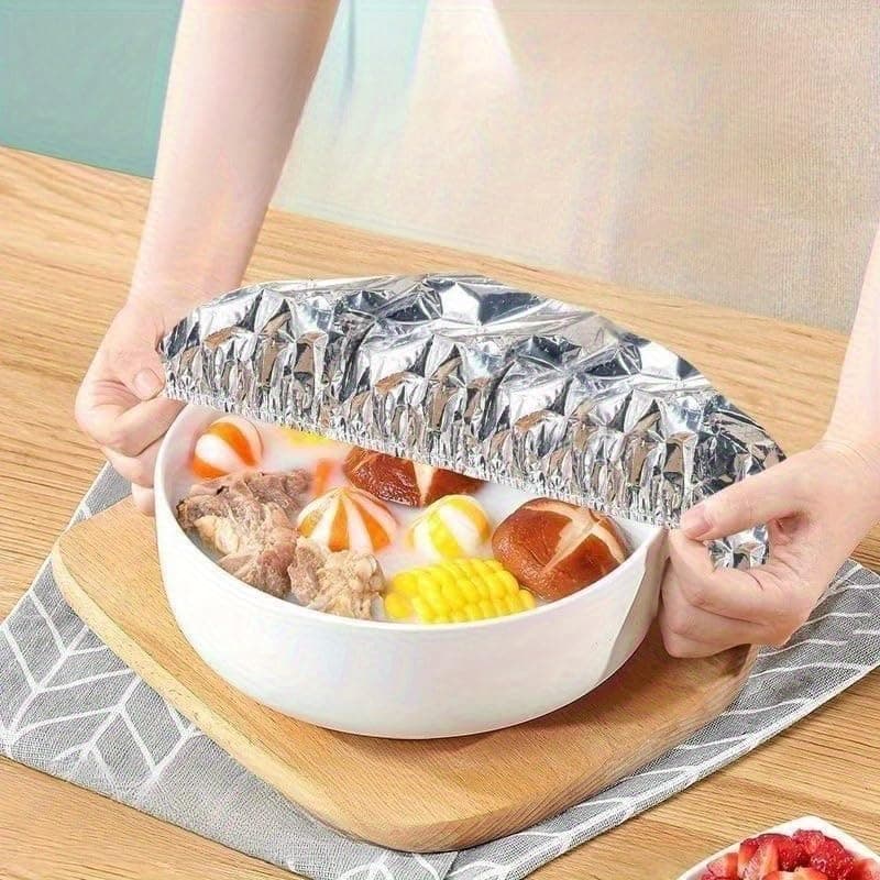 Set Of 10 Reusable Aluminum Foil Food Covers Heat Resistant Reflective Thermal Insulated Sleeves For Bowls Meals Fruits Kitchen Tableware Food Warmer Covers Keep Food Hot And Fresh Durable Storage Container lid