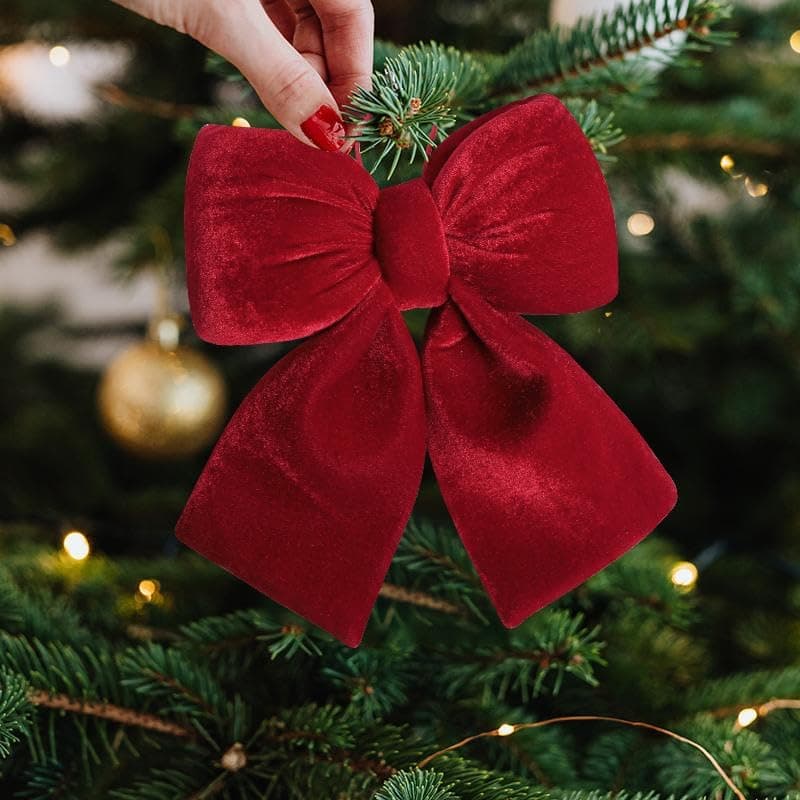 Festive Decor - Big Red Christmas Bow for Elegant Tree and Door Decorations, Enhancing Your Holiday Setup with a Touch of Luxury and a Bright, Joyful Appearance Hanging ornament