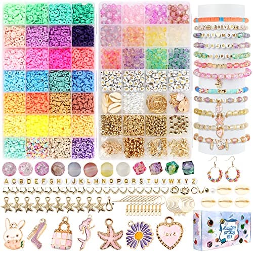 XuanyanYK 6000Pcs Clay Beads for Bracelet Making, 28Colors Beads Spacer Beads Kit, Jewelry Making Kit for Crafting and Friendship Bracelet Making for Girls (2 Boxes) Art craft kit