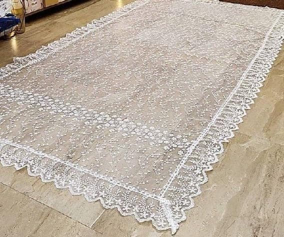 Generic Elegant Floral Lace Tablecloth, White, 130 x 225 cm .flo