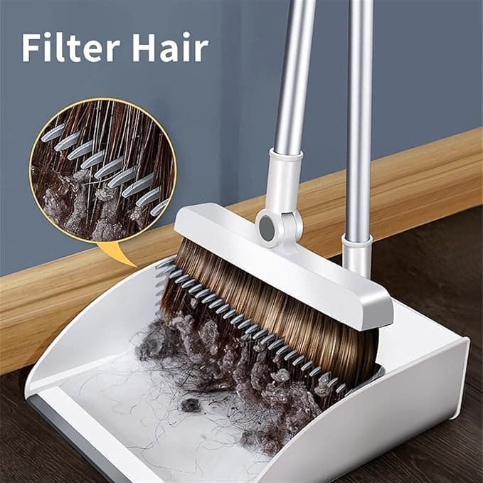 3-in-1 Dustpan Broom and Brush Set for Home Cleaning Multipurpose Sweeping