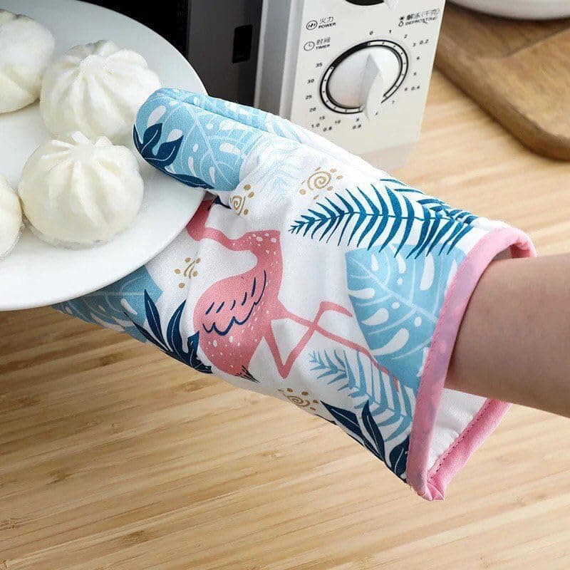 Generic Heat Insulated Kitchen Oven Gloves, Padded Mitts with blue, set of 2 .nin