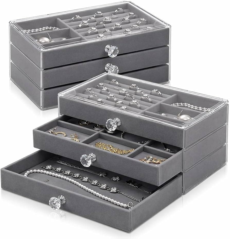 Acrylic 3 Drawer Accessories Organizer – Jewelry Organizer Box for Bracelets, Rings, Earrings – Practical Storage & Easy Access to Accessories | N
