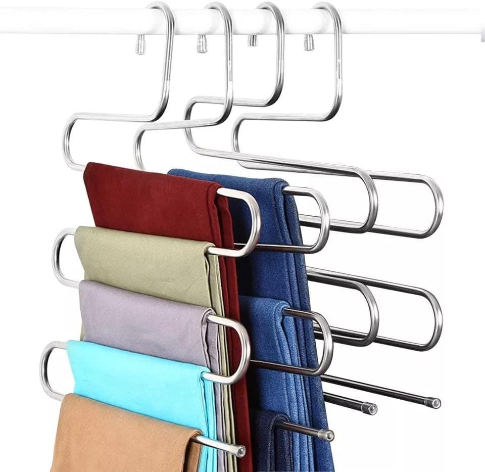 Metal Pants Hanger Multi Use Heavy Material for Hanging Multiple Pants Space Saving Closet Organizer
