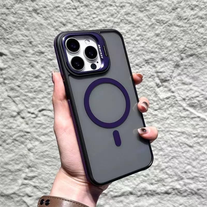 Eco Magnetic Case for iPhone 13 Pro Max with Lens Stand, Compatible with Wireless Charging Cover, Anti-Fingerprint TPU Bumper Slim Shockproof Protective Case for iPhone 13 Pro Max (Purple) Cellular phone case