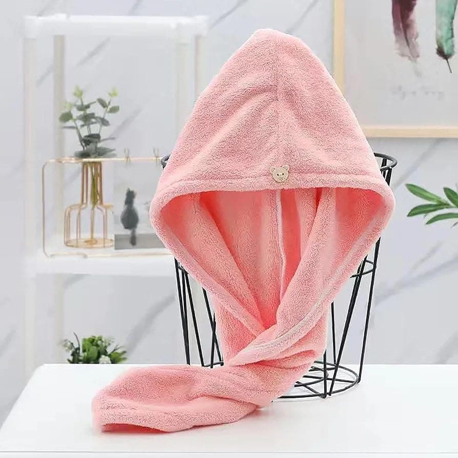 Soft Velvet Hair Drying Bonnet Fast Absorbent Microfiber Towel Wrap with Durable Snap Button Fastener for Women and Girls Hair Care Accessory 1 Pack