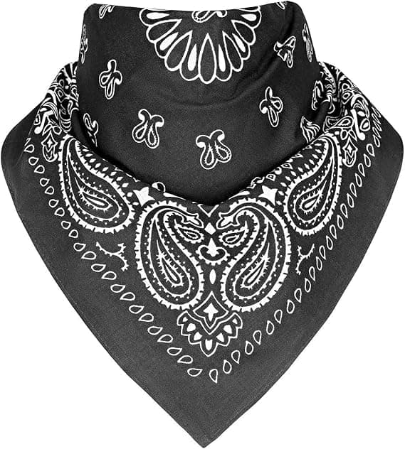 Bandanas Cotton Bandanas for Headwear and Face Protection Size 40 cm - Black Scarf with Patterns for Women and Men One Piece Apparel head neck covering