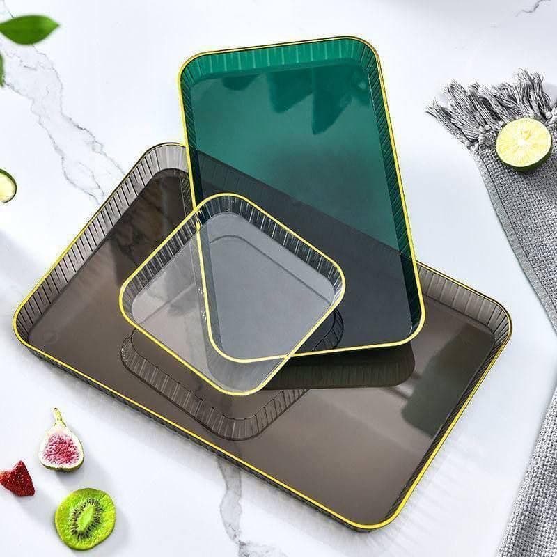 Elkholoud EK 22-8/9 Luxury Acrylic Serving Tray Set Modern Multi-Purpose Trays for Food Drinks and Home Organization
