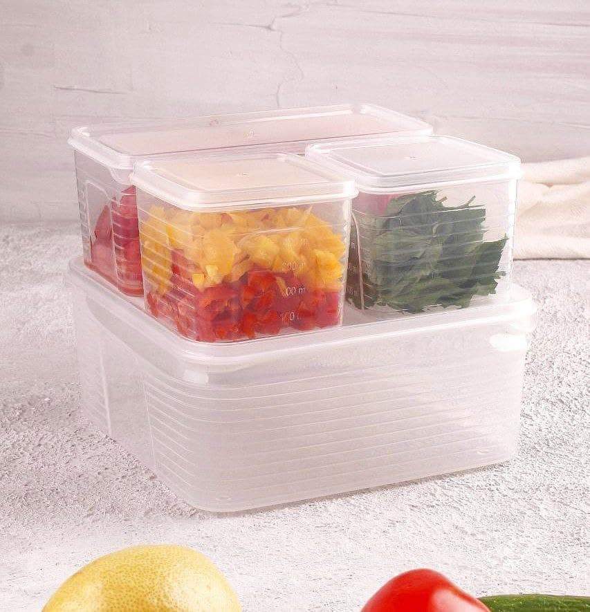 Generic Plastic Food Storage Container Set, 4-in-1, Clear, with Lids, for Refrigerator and Pantry Use, .hd
