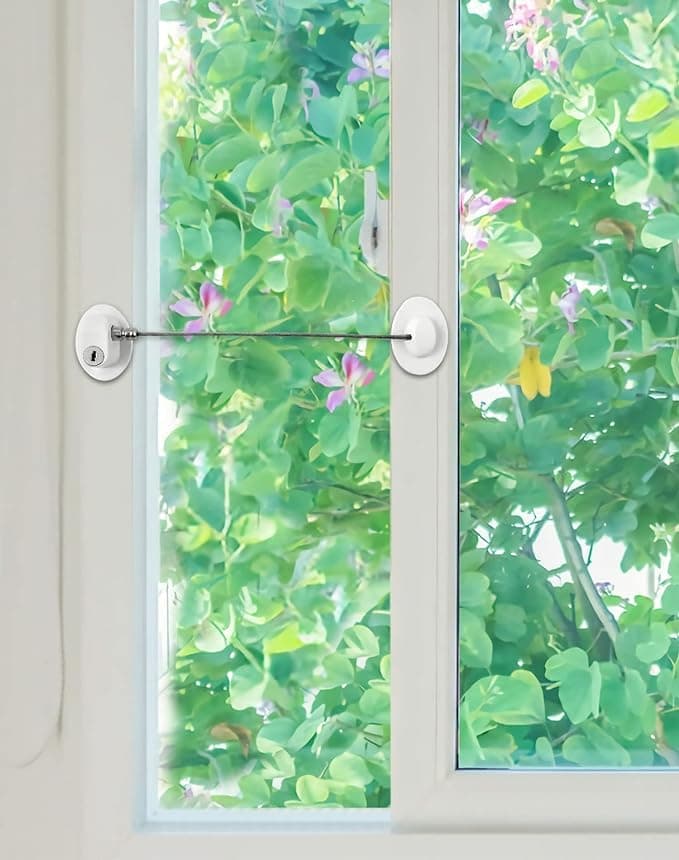 Strong Multi Functions Door Lock Child Safety Lock with Keys No Screws or Drilling, Window Lock Cabinets Locks Strong Adhesive Lock for Baby Locks White Color Security electronics