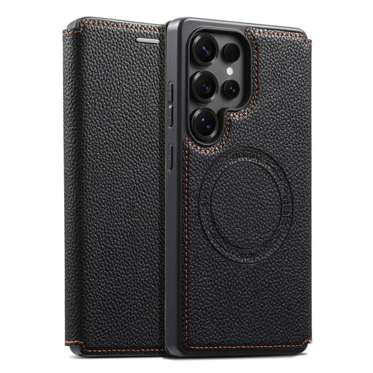 Case for Samsung S25 Ultra, Premium Leather Phone Case Back Cover Detachable with Trifold Wallet Card Holder Pocket for Samsung S25 Ultra (Black) Cellular phone case