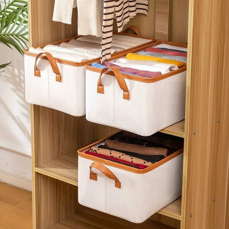 Large Linen Fabric Storage Box 45x30x20 cm for Closet and Dressing Room Clothes Organization Easy Foldable and Durable