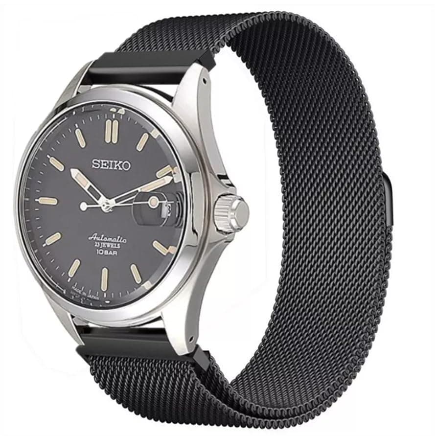 Stainless Steel Magnetic Band Compatible with SmartWatch Size 22 mm, Adjustable Milanese Magnet Metal Strap Men Women for Watch Size 22 mm, Black Color