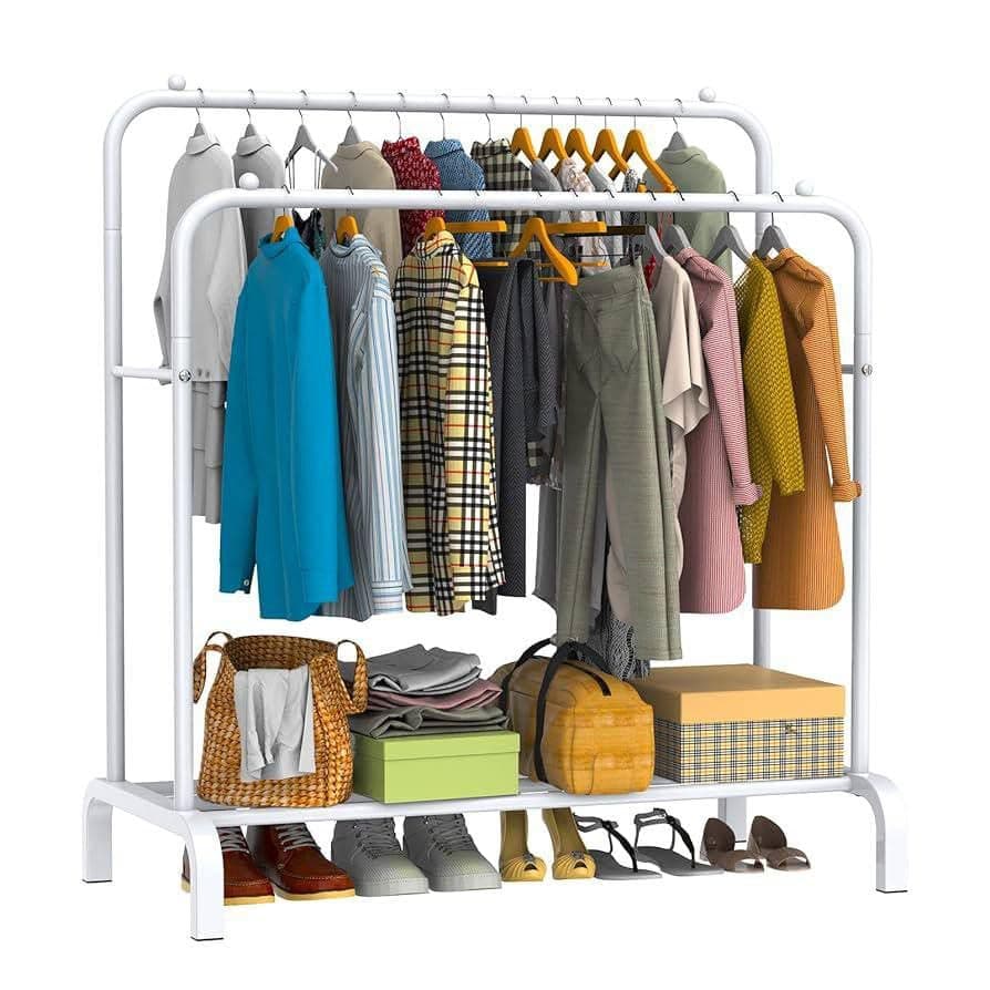 Multipurpose Metal Clothes Stand – Strong Clothes Organizer Up to 35 Kg | Practical Design for Storage 143x96x42cm Clothes rack