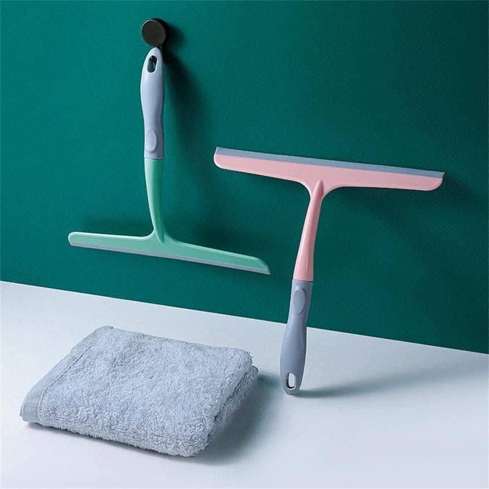 ممسحة تنظيف الزجاج والاستحمام مزودة بخطاف تعليق | Silicone Blade, Bathroom Use, Compact Design, Streak-Free Cleaning, Wall Mountable