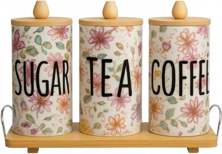 Kitchen Sugar Tea Storage Containers Set - Practical Heat Resistant Storage Containers Modern Design Beverage Supplies Organizer (Large)