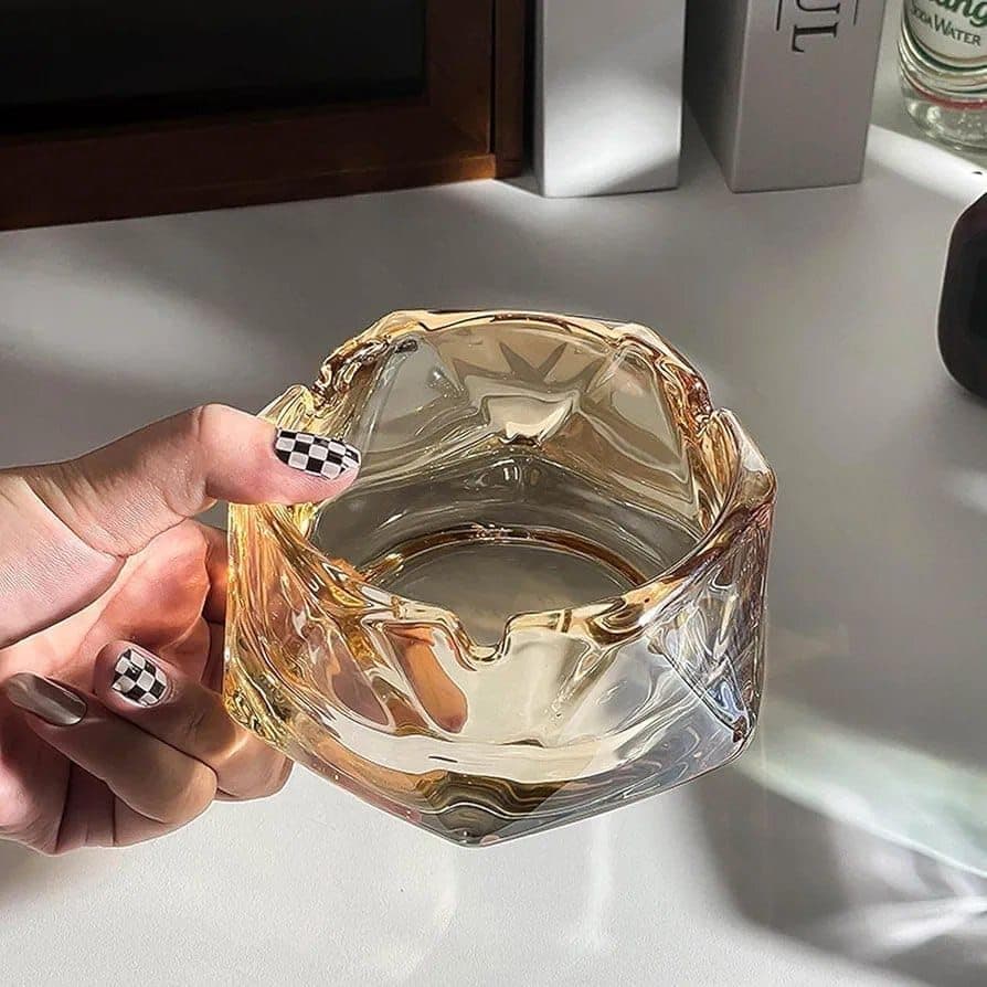 Generic Glass Ashtray Honey Colour, Imported Pure Glass, .ar