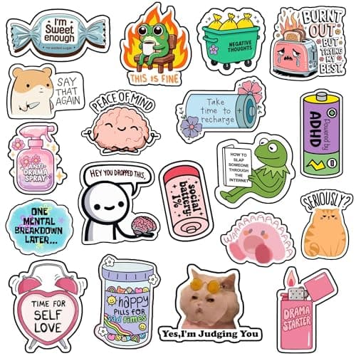 Laptop & Multipurpose Stickers – 14 Pcs Cute Quote Vinyl Decals | Waterproof, Scratch & Heat Resistant | For Laptops, Bottles, Mugs & Mirrors | Perfect Gear Personalization