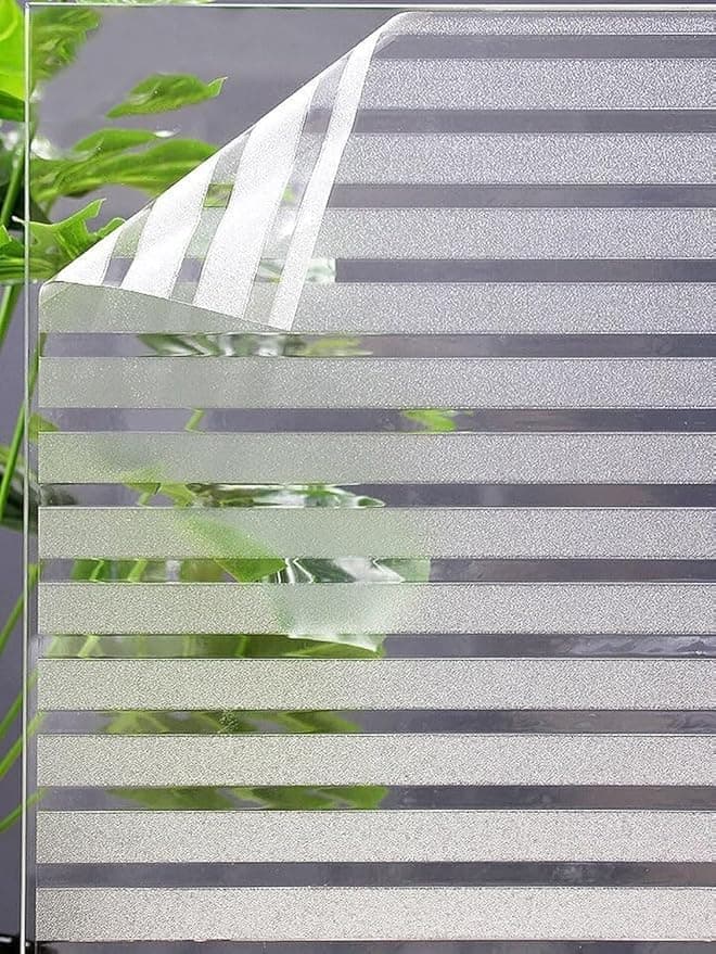 Privacy Engraved Window Films Decorative Glass Film Sunlight Protection Electrostatic Film Easy Apply By Water 2M X 45CM Removable Window For Office Bathroom Kitchen Bedroom Door Glass (Shape 7)