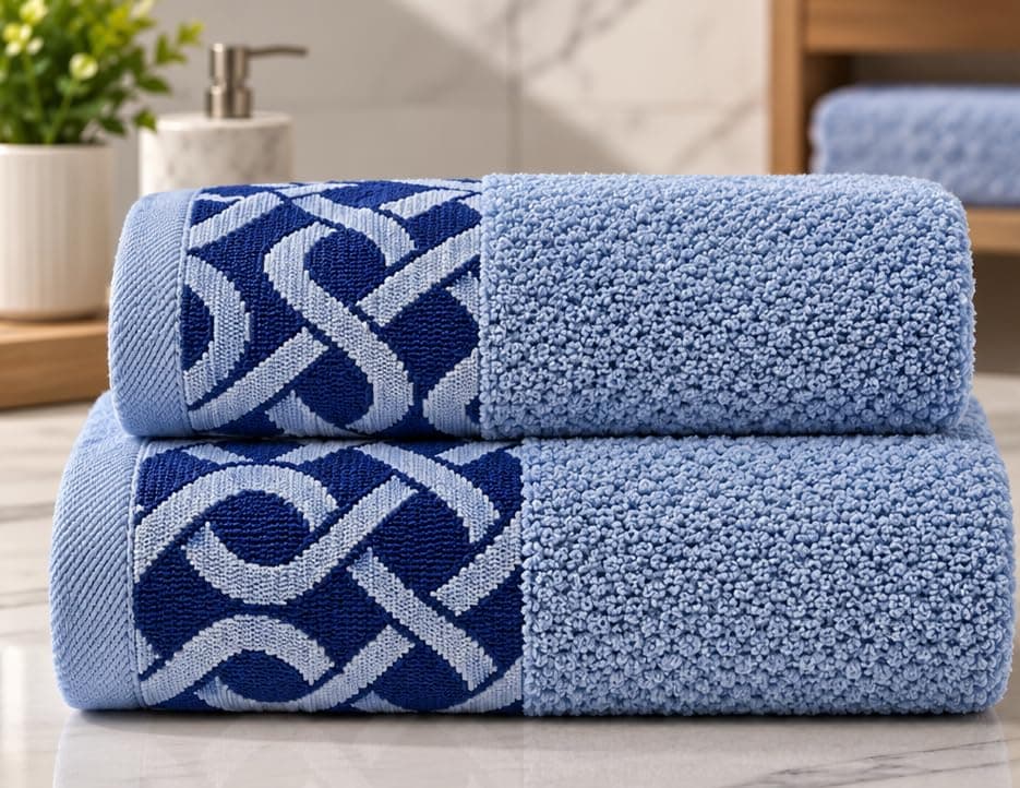 **QBED Premium Egyptian Cotton Highly Absorbent Towel Set of 2 – 50 x 100 cm + 40 x 60 cm – Soft and Comfortable for Daily Use**