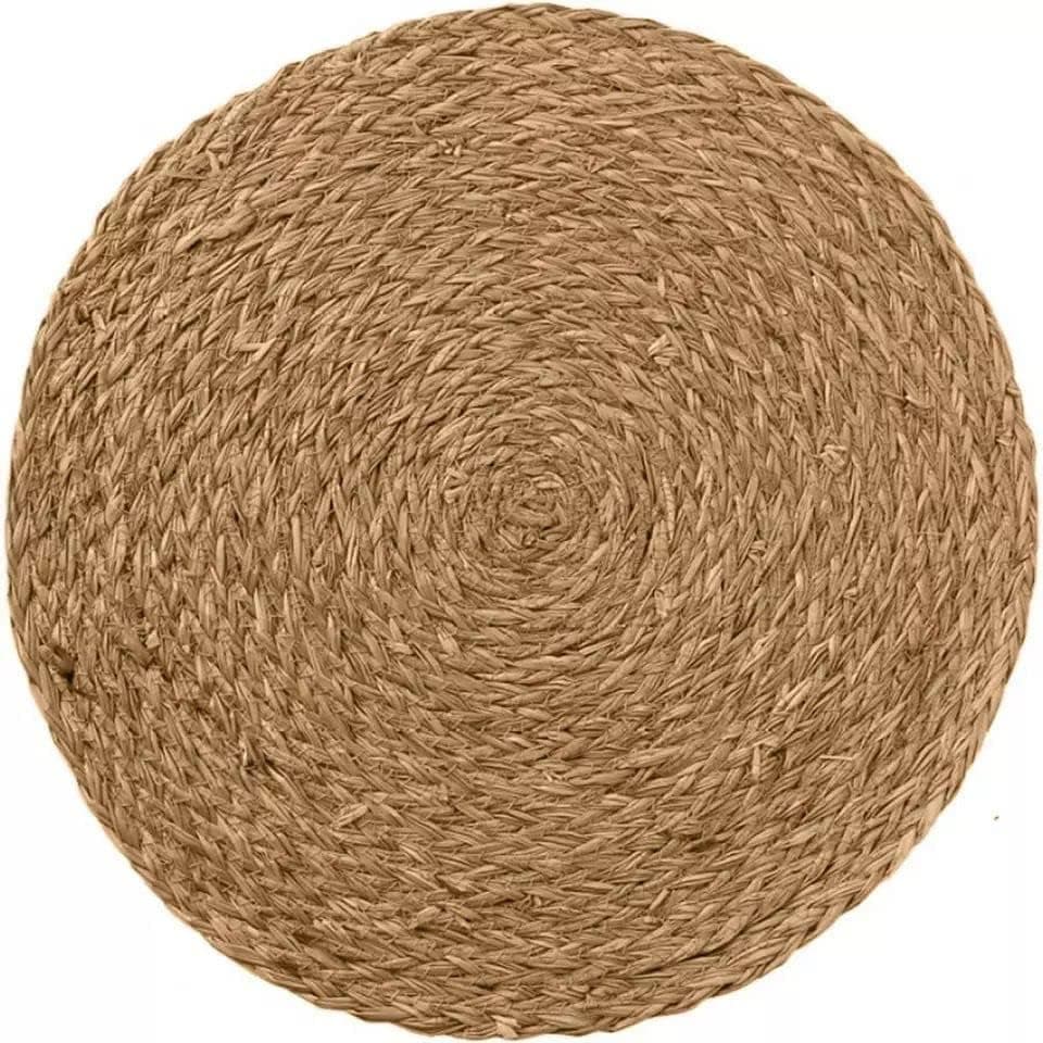Round Wicker Coaster 40cm Natural Straw Table Placemat Heat Resistant Braided Dining Mat for Plates and Cups Decorative Kitchen Tableware Accessory Trivet