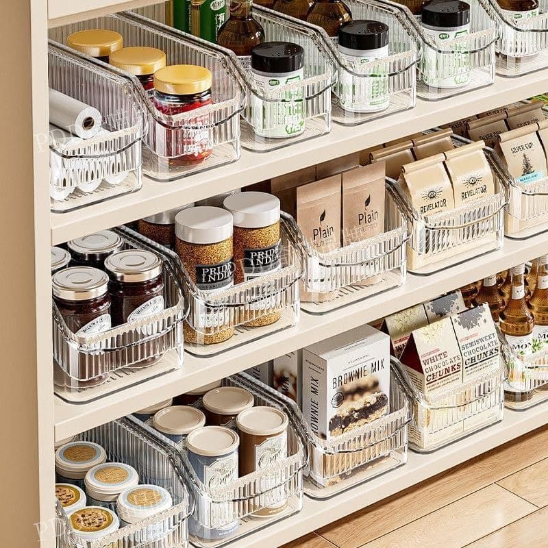 Acrylic Storage Bin with Wheels and Dividers for Bathroom Kitchen Makeup