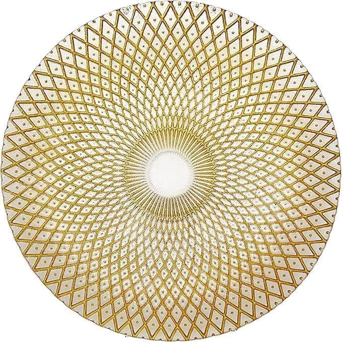 Geometric Decorative Plate Black and Gold Modern Serving Tray Elegant Tabletop Centerpiece for Home Decor Stylish Luxury Pattern Accent Piece Tray